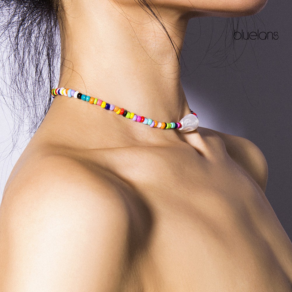 Vòng Cổ Choker Đính Hạt Ngọc Trai Nhân Tạo Nhiều Màu Phong Cách Bohemian Thời Trang Mùa Hè Cho Nữ