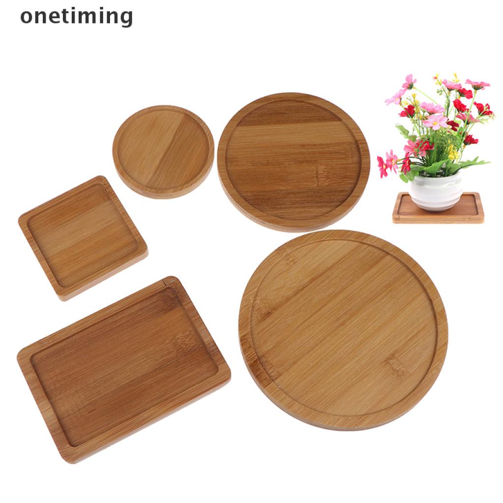 Khay Gỗ Tre Hình Tròn / Vuông Đựng Chậu Hoa Trang Trí Sân Vườn