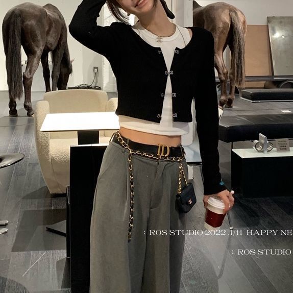 COZOK Bộ Áo Khoác cardigan Dệt Kim Dáng Ngắn + Áo Sát Nách Quyến Rũ Cho Nữ
