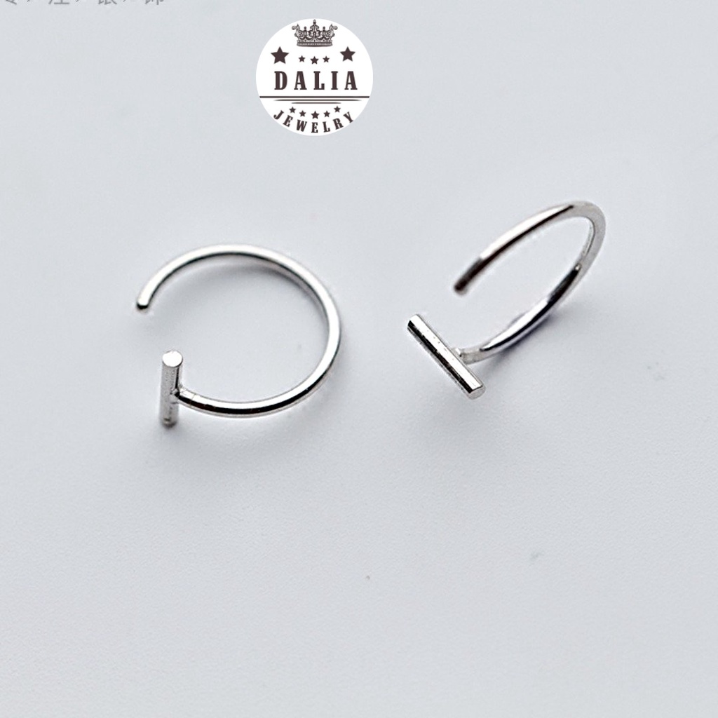 Bông tai bạc nữ dạng móc thanh ngang cá tính DaLiA Jewelry khuyên tai bạc 925 cho nàng thơ