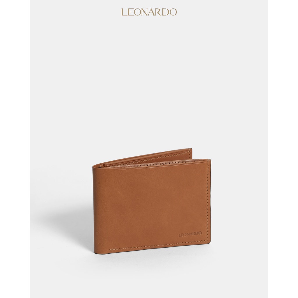 Ví da nam Bifold Albert chất da Vachetta nhập khẩu thương hiệu Leonardo