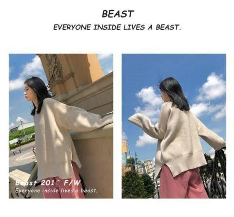 BEST RUNS Fall Korean Fashion Women's Loose Long Sleeve Sweaters Sweet Candy Color Soft and Comfortable Top