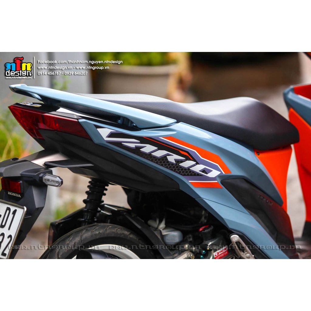 Tem Rời Dán Xe Vario 150 Mẫu Cam Trắng Đen Xe Xi Măng Cực Đẹp, Hàng 3 Lớp Chất Lượng Cao