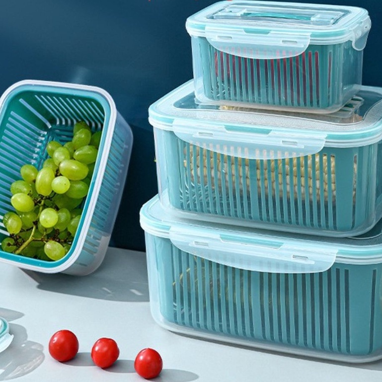 Bộ 5 hộp trữ đồ đông 2 lớp-hộp nhựa đựng thức ăn lạnh bầu nhựa PP an toàn dễ dàng sử dụng