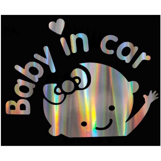 Tem xe ô tô BABY IN CAR 14x17cm đề can dán xe trang trí kính chất liệu Vinyl cao cấp - Khải Huy Scar