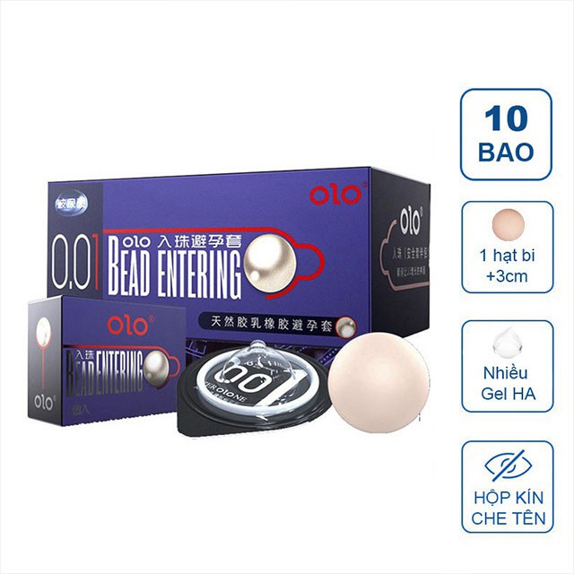 Bao Cao Su OLO BEAD ENTERING [ PHIÊN BẢN ĐẶC BIỆT TĂNG KÍCH THƯỚC 3CM] Bi Lớn Bcs Mỏng Nhất Thế Giới 0.01mm