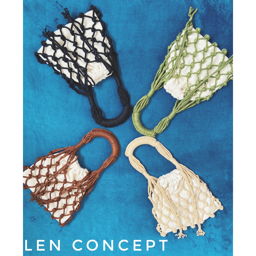 Túi lưới macrame - phiên bản quai ngắn- xách tay - túi tự tay mình làm. hình ảnh và clip thực tế nhé