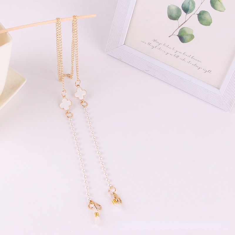 Dây Đeo Mắt Kính Chống Mất Bốn Lá Đính Ngọc Trai Nhân Tạo Đa Năng