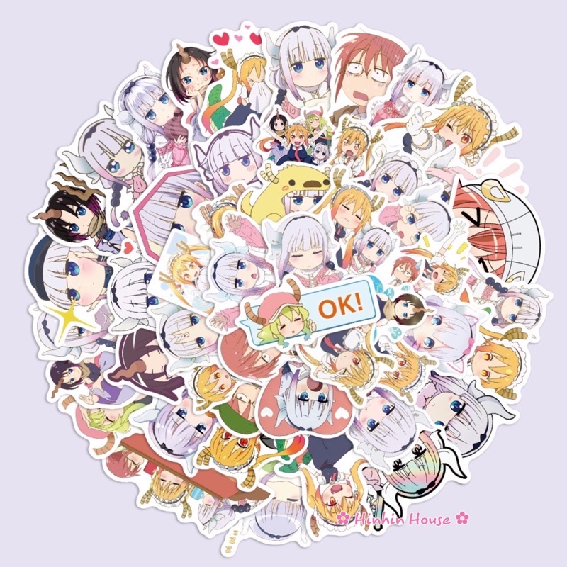 Set 50 Sticker PVC Chống Thấm Nước Chủ Đề Anime Kobayashi-san Chi no Maid Dragon - Miss Kobayashi's Dragon Maid