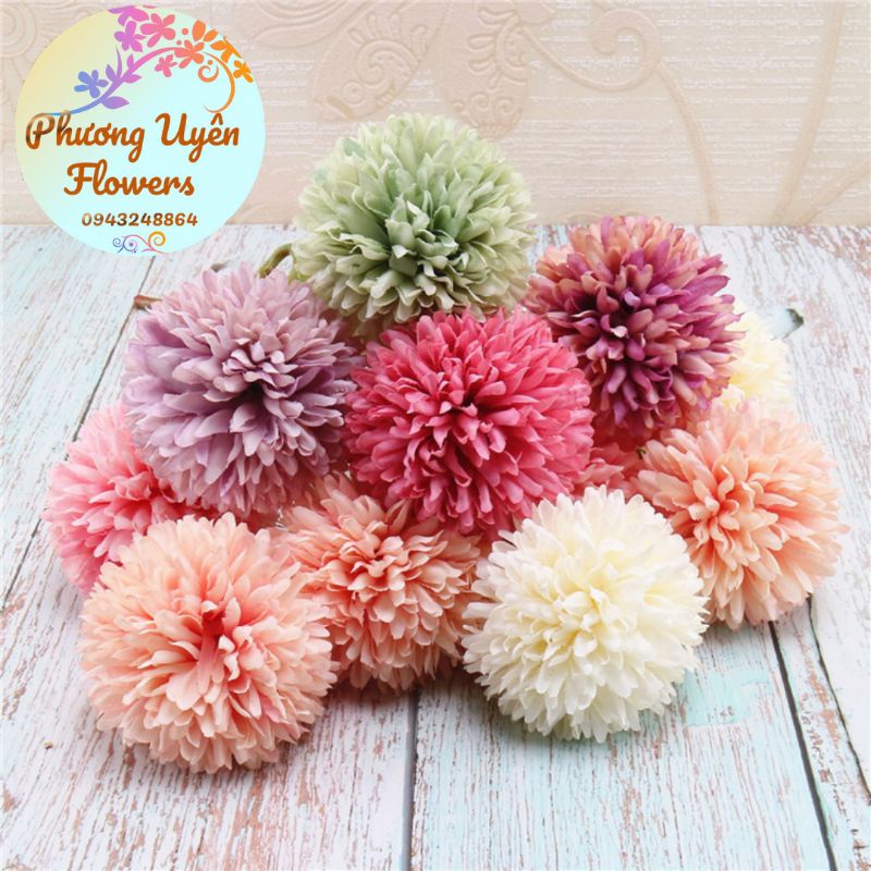 Đầu Bông Cúc BingBong _ dài đầu bông 10cm_ hoa giả trang trí