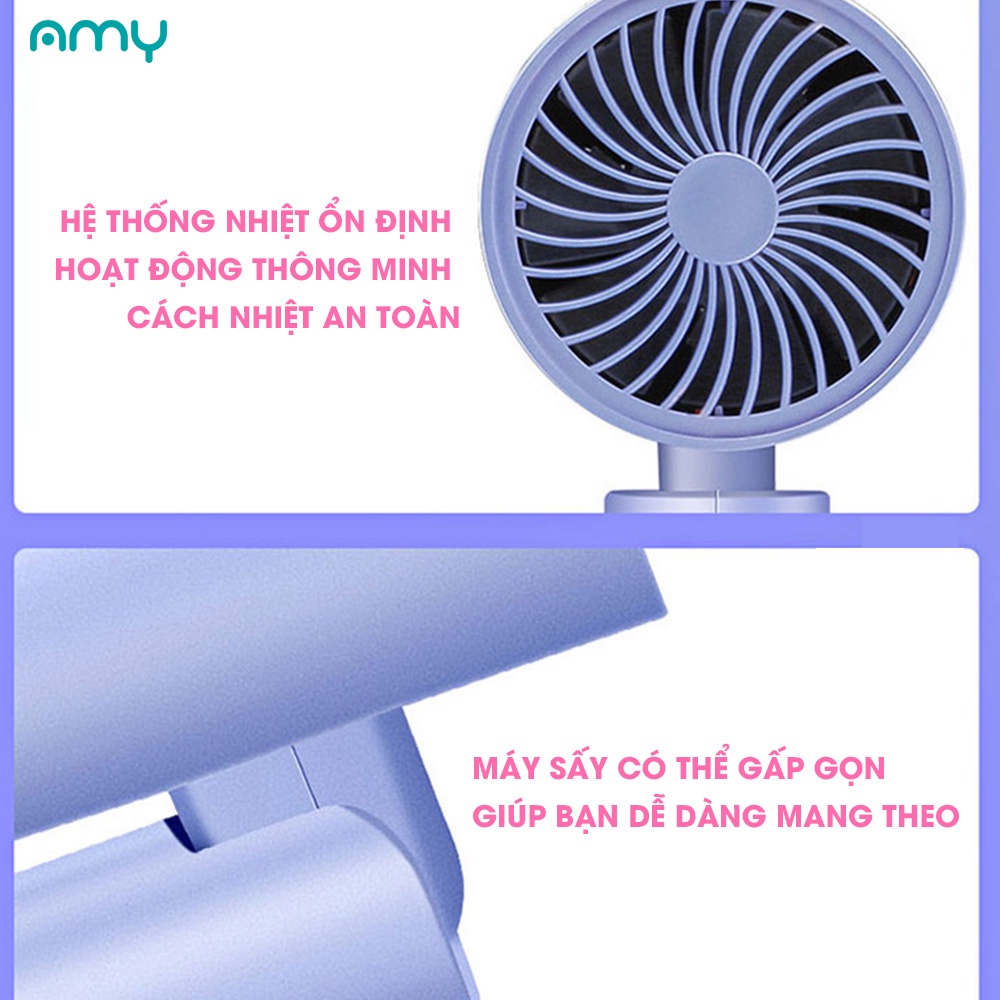 [Mã BMBAU50 giảm 7% đơn 99K] Máy Sấy Tóc mini công suất lớn sấy 2 chiều nóng lạnh AMY FLOWERS có đầu thổi kèm theo