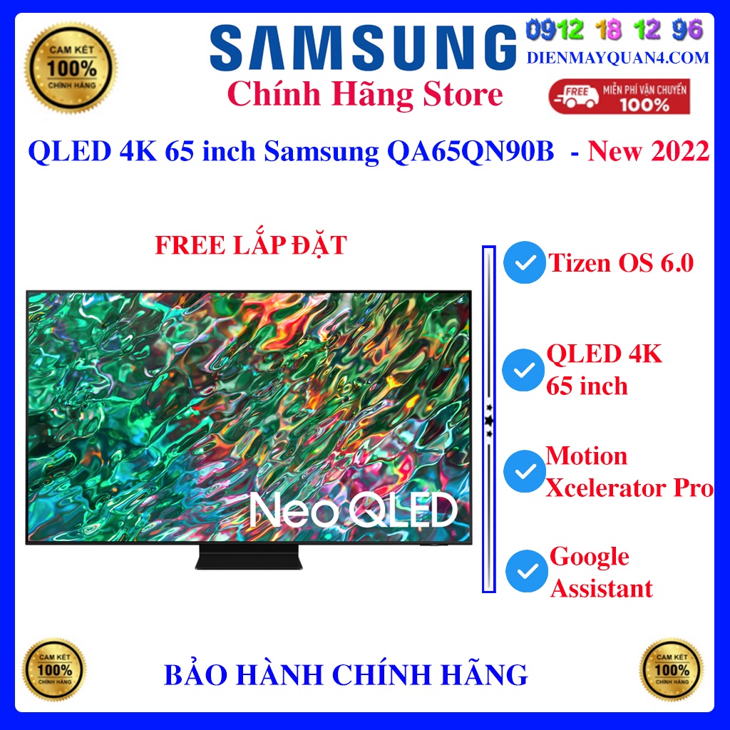 [Mã ELHAMS5 giảm 6% đơn 300K] [Samsung 65QN90B] Smart Tivi Neo QLED 4K 65 inch Samsung QA65QN90B Mới 2022