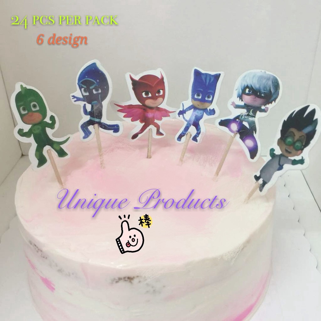 Set 24 que topper cắm trang trí bánh hình chuột Mickey/ Minnie/ Doraemon/ Hello Kitty xinh xắn