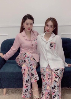 Bộ pijama lụa satin dài tay