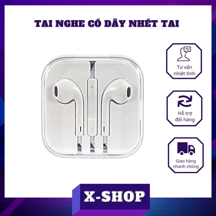 Tai nghe có dây nhét tai jack 3.5mm cho điện thoại giá rẻ - Tăng giảm âm lượng và có mic đàm thoại