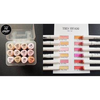 [ tychuotart ] Bộ Bút Marker Touch Soft Head tone da 12 màu