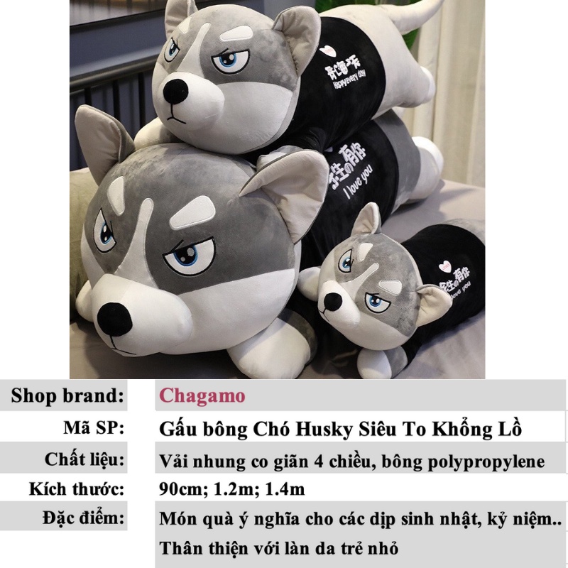 Gấu bông Chó Husky Siêu To Khổng Lồ - gối ôm chó ngáo