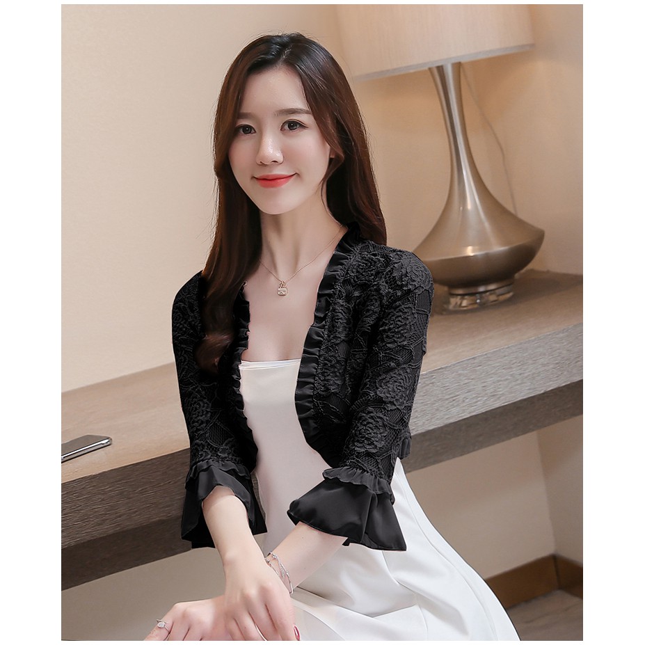 Áo khoác ren dành cho nữ tay lửng thanh lịch và thời trang | BigBuy360 - bigbuy360.vn