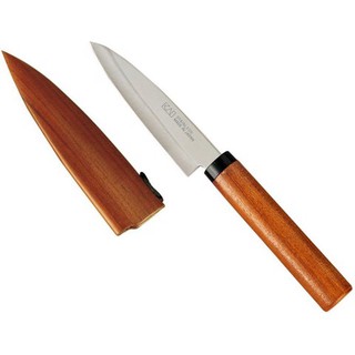 Dao gọt hoa quả KAI Nhật Bản có nắp đậy, cán gỗ, lưỡi bằng thép không gỉ