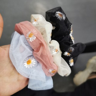 Cột tóc vải thêu Hoa Cúc Scrunchies CT04 đẹp dễ thương dáng yêu QSTORE