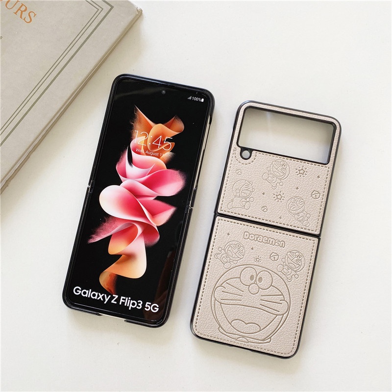 Ốp Điện Thoại Da PU Chống Sốc Hình Doraemon Dễ Thương Cho Samsung Galaxy Z Flip 4 3 2 1 Z Flip3 5G