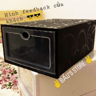 Hộp đựng giày đen Hoa Văn