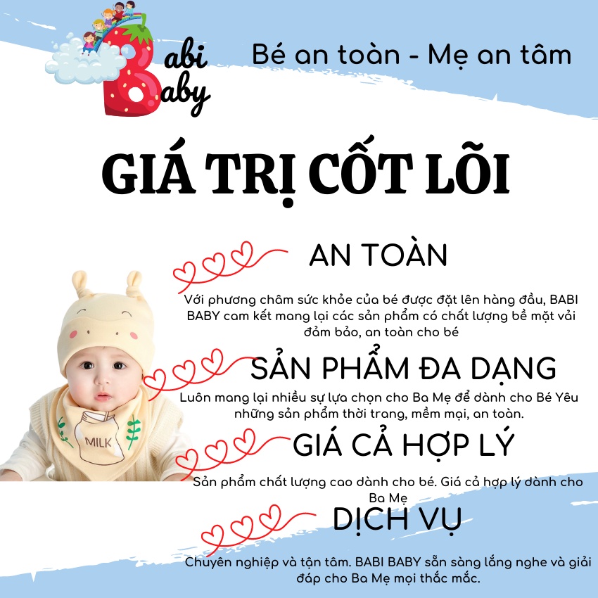 Quần dài sơ sinh bé trai bé gái BABI BABY hè thu đông mềm mại giá rẻ đồ sơ sinh cho bé mẫu CQ trắng màu từ 0-9 tháng