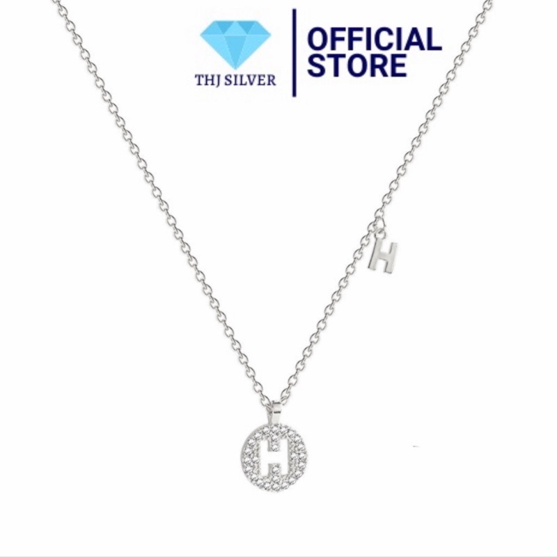 Dây chuyền mặt chữ cái đính đá nhỏ xinh , hàng chuẩn bạc ta  - Để lại ghi chú chữ cho shop