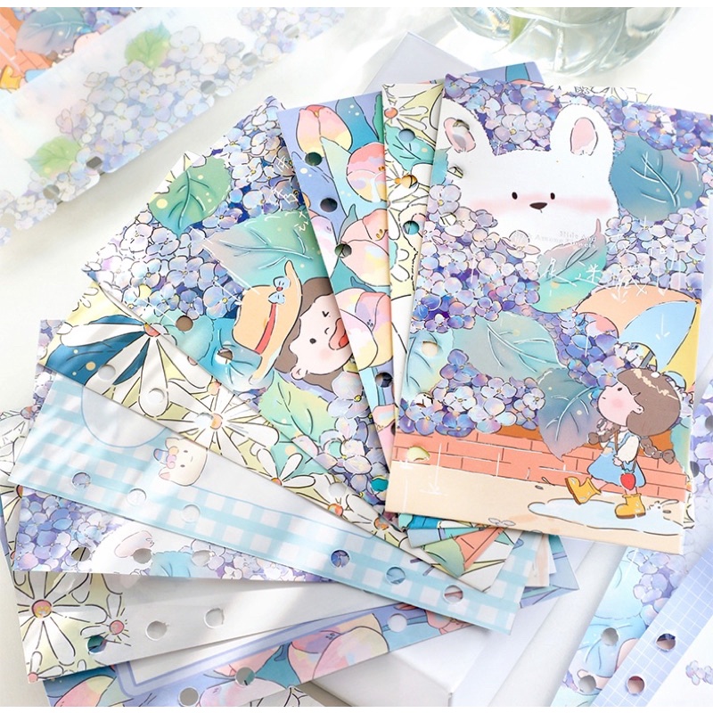 Set hộp quà tặng dễ thương kèm sổ tay sticker, washi, giấy note và móc khoá xinh