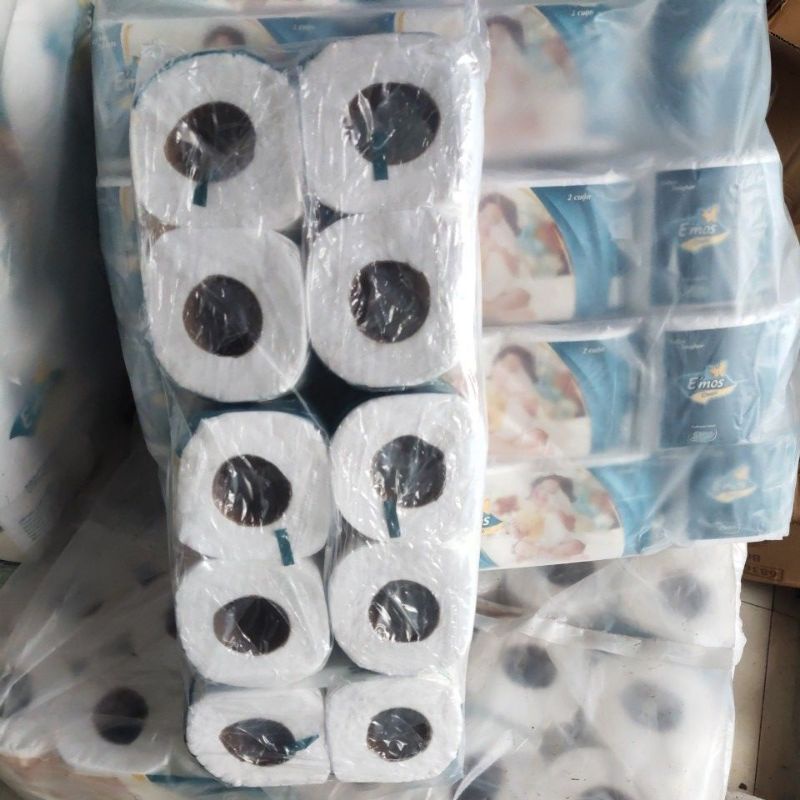 Giấy Vệ Sinh E'Mos Classic Xanh 2 Lớp (Lốc 10 Cuộn)