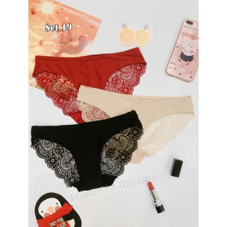 (ảnh tự chụp) Bộ 3 Quần Lót Nữ Sexy Cute - Set 19 - Thun Lạnh Ren (có lẻ)