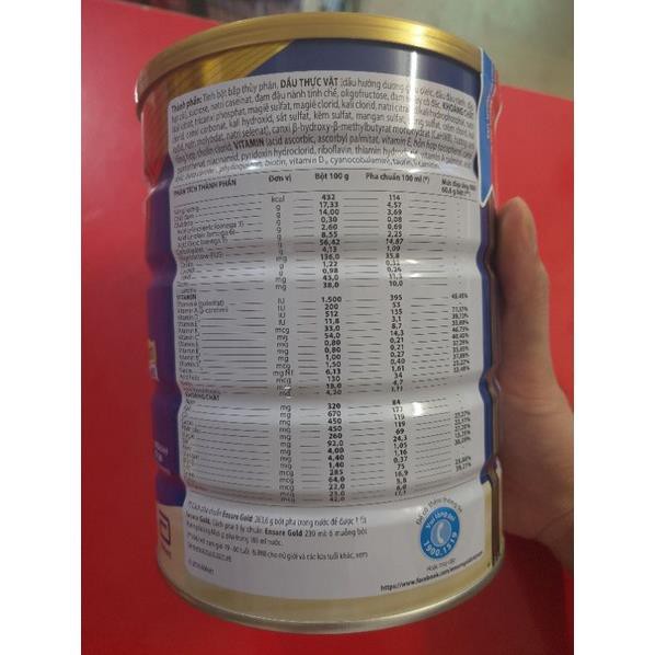 Sữa bột Ensure gold 850g hương vani