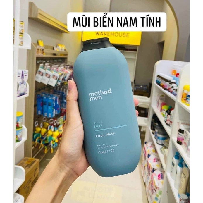 Sữa tắm cho nam 532ml chuẩn Úc Method Men body wash, 3 mùi, bách xù - xô thơm, mùi biển, tuyết tùng - cây bách