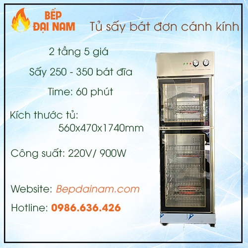 Máy sấy bát đĩa đơn cánh kính, tủ sấy bát đĩa công nghiệp