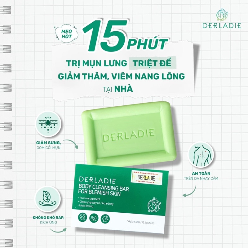 SOAP TẮM GIẢM MỤN BODY DERLADIE HIỆU QUẢ SAU 14 NGÀY SỬ DỤNG