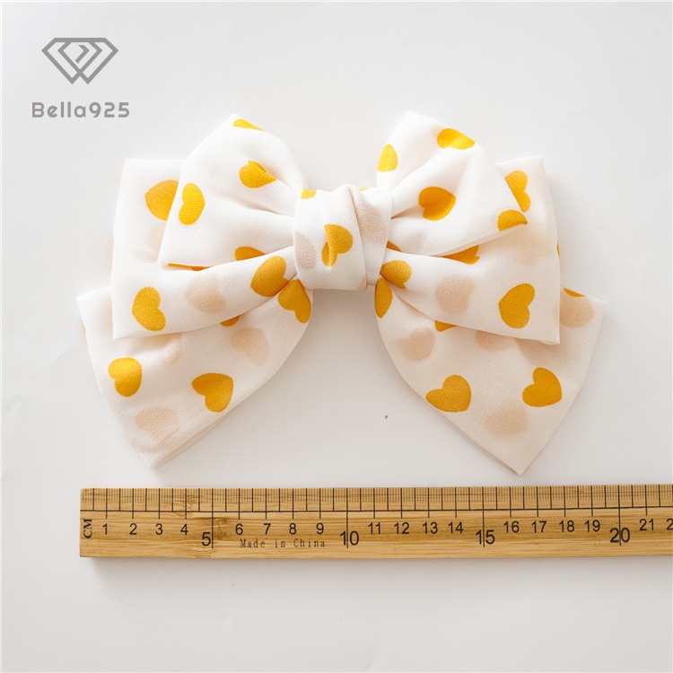 Kẹp tóc Bella 925 nơ kẹp tóc 3 tầng vải voan trái tim phong cách Hàn quốc