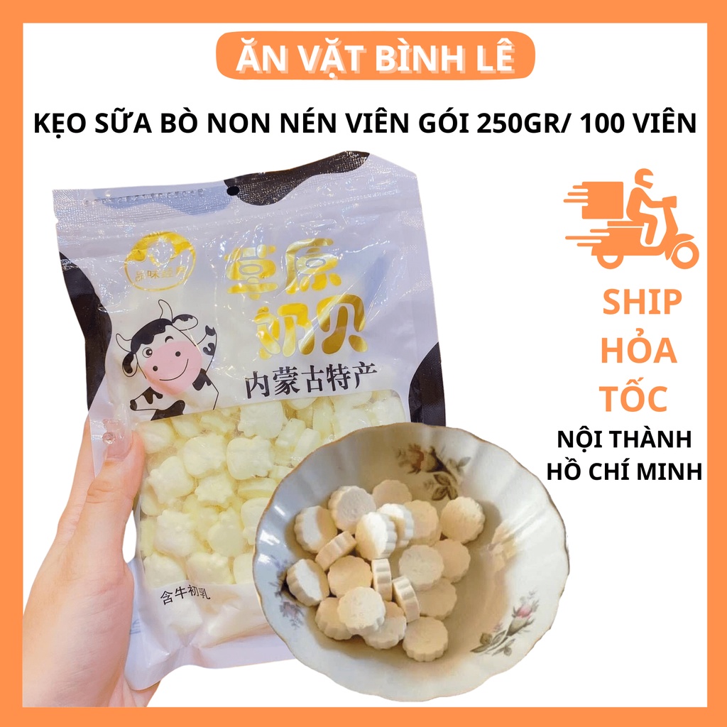 Kẹo sữa bò non nén viên Mông Cổ gói 250gr/ 100 viên - Ăn vặt Sài Gòn