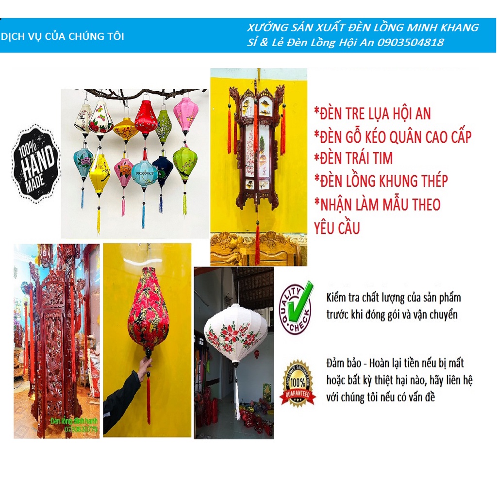 Đèn Lồng Tre Lụa Hội An - Size 50cm, 70cm, Vẽ Tranh Thủ Công - Hình Tròn Dùng Trang Trí Nhà Cửa, Quán Cafe, Nhà Hàng...