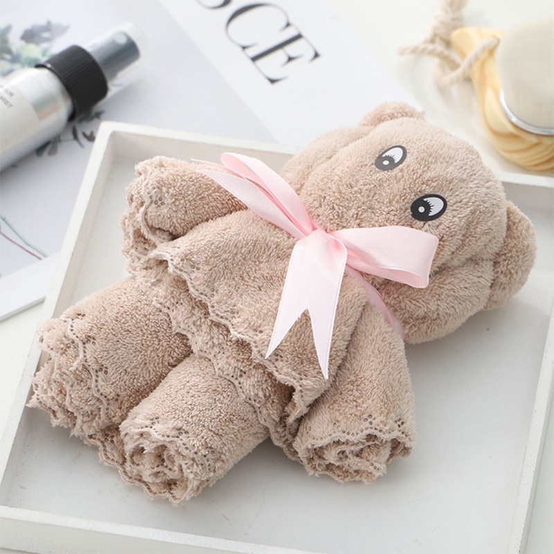 Haha Khăn Lau Mặt / Khăn Tắm Bằng Lông Cừu San Hô Thấm Hút Tốt Hình Gấu Dễ Thương Thoải Mái