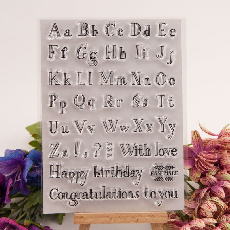 Con Dấu Silicone Trong Suốt Họa Tiết Chữ Happy Birthday Trang Trí Scrapbook