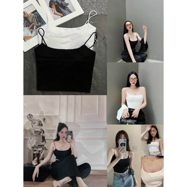 ÁO THUN 2 DÂY CÓ ĐỆM TRƠN CỔ SÂU SEXY MS80168