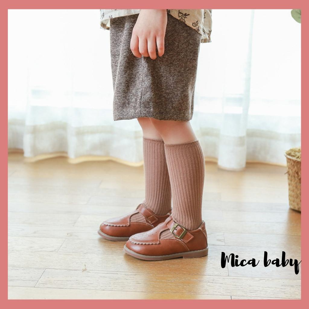Tất vớ cổ cao màu trơn không gót đáng yêu cho bé từ 1-4 tuổi Mica baby T11