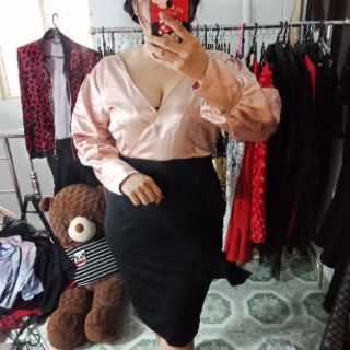 Đầm lụa đắp cheo tay dài big size
