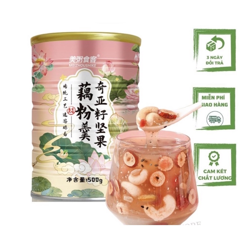 (Mua 3 tăng bát)Bột Củ Sen Hạt Chia Mix Hạt Dinh Dưỡng Dưỡng Nhan Giảm Cân M5