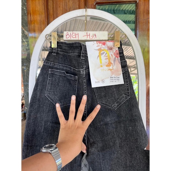 Jeans dài lưng cao co giãn rách bẹ PT