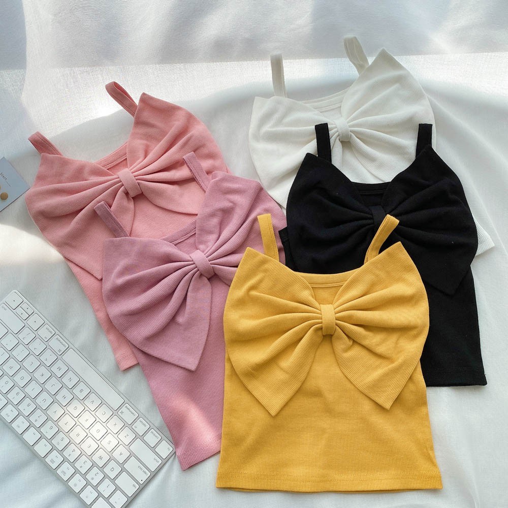 Áo sát nách đính nơ thời trang Hàn Quốc đáng yêu dành cho bé gái