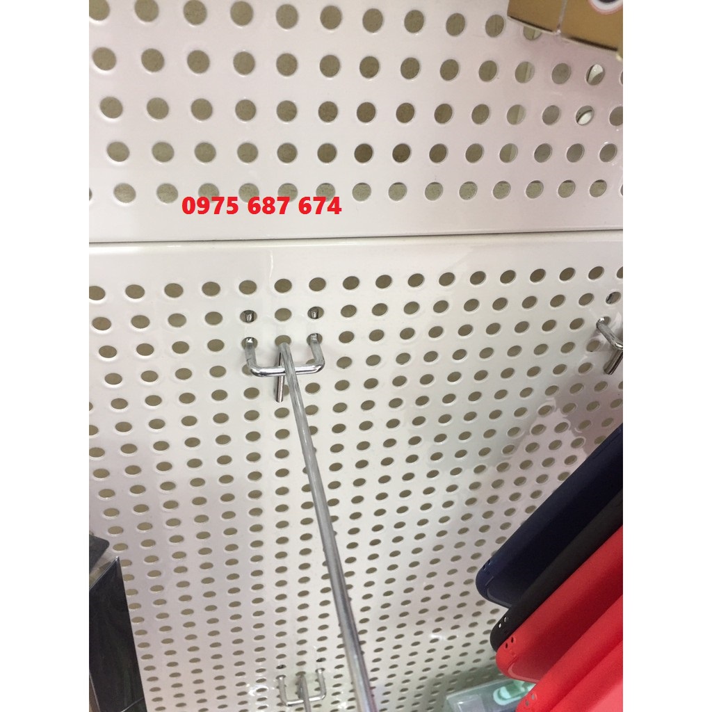 Móc treo tôn lỗ, tay cài tấm lỗ treo phụ kiện, móc cài tấm lỗ, móc treo đồ làm bằng inox