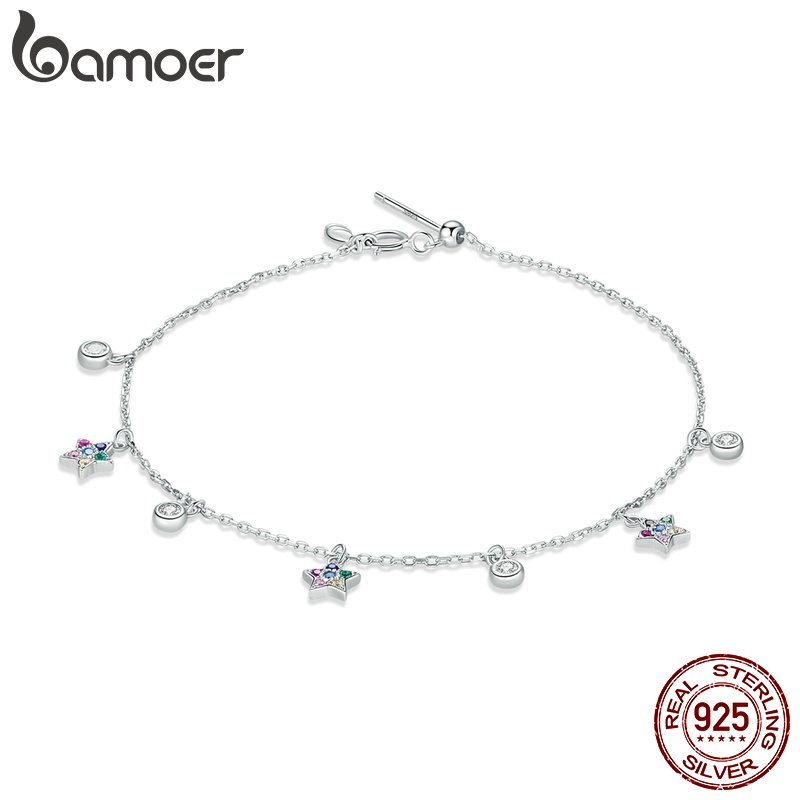 Vòng tay Bamoer SCB227 bạc 925 hình ngôi sao thời trang dùng làm quà tặng cho nữ