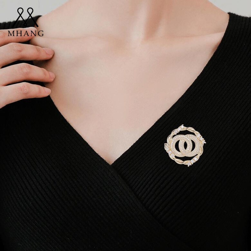 Ghim Cài Áo Hình Vòng Hoa Đính Đá Phong Cách Hàn Quốc Sang Trọng