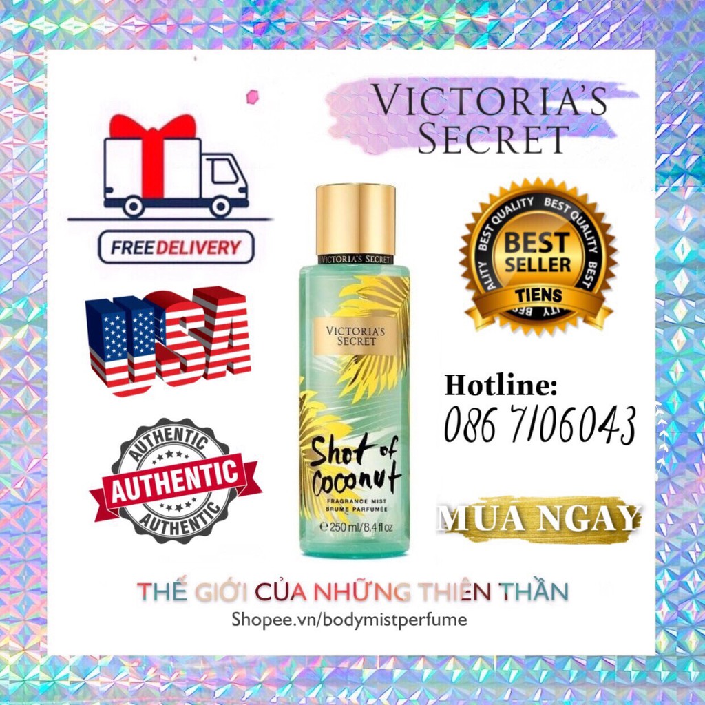 𝗕𝗢𝗗𝗬𝗠𝗜𝗦𝗧𝗣𝗘𝗥𝗙𝗨𝗠𝗘⚜️Xịt Thơm Body Victoria’s Secret Shot of Coconut 250ml